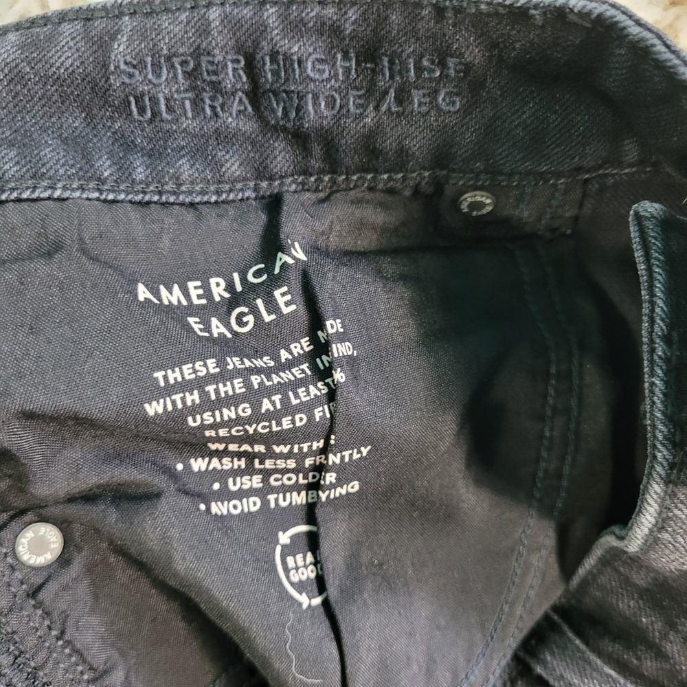 NEW American Eagle Jeans Women's 14 Short Charcoal Black Strigid Ultra Wide Leg - Picture 13 of 14